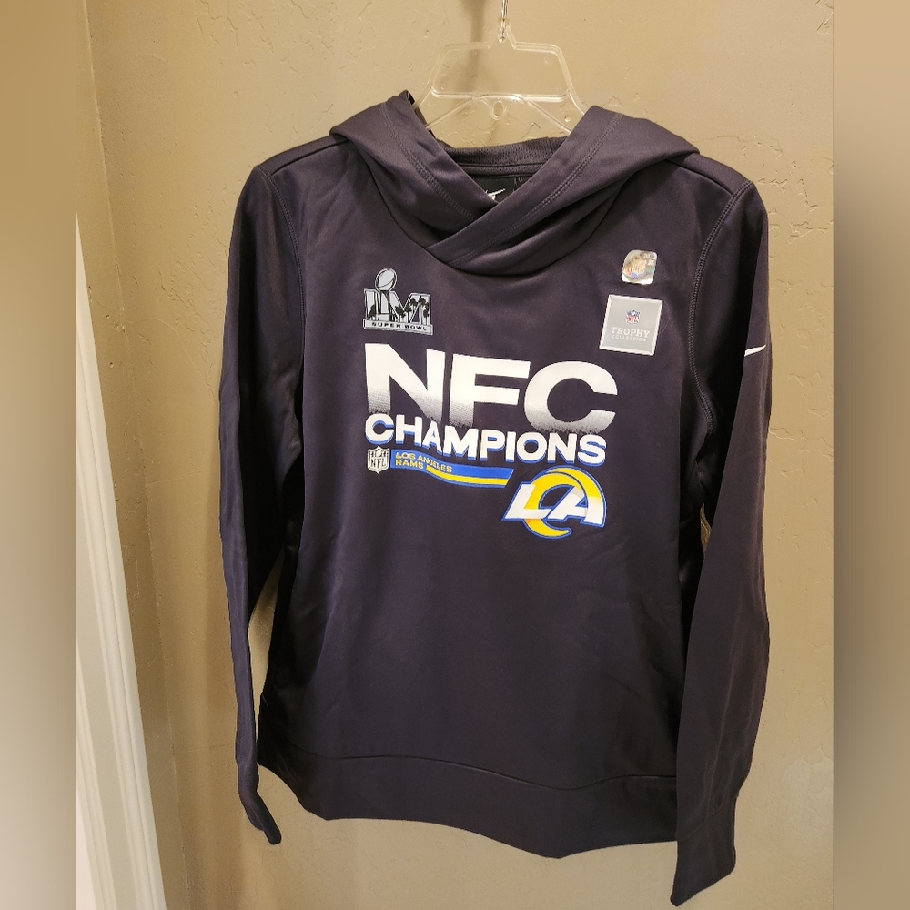 NIKE LA RAMS TROPHY COLLECTION BLACK HOODIE W/POCKETS WOMEN'S LARGE